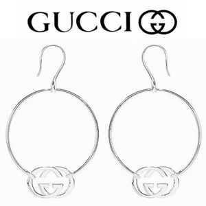 🆕️ Gucci Britt Collection GG silver hoop earrings